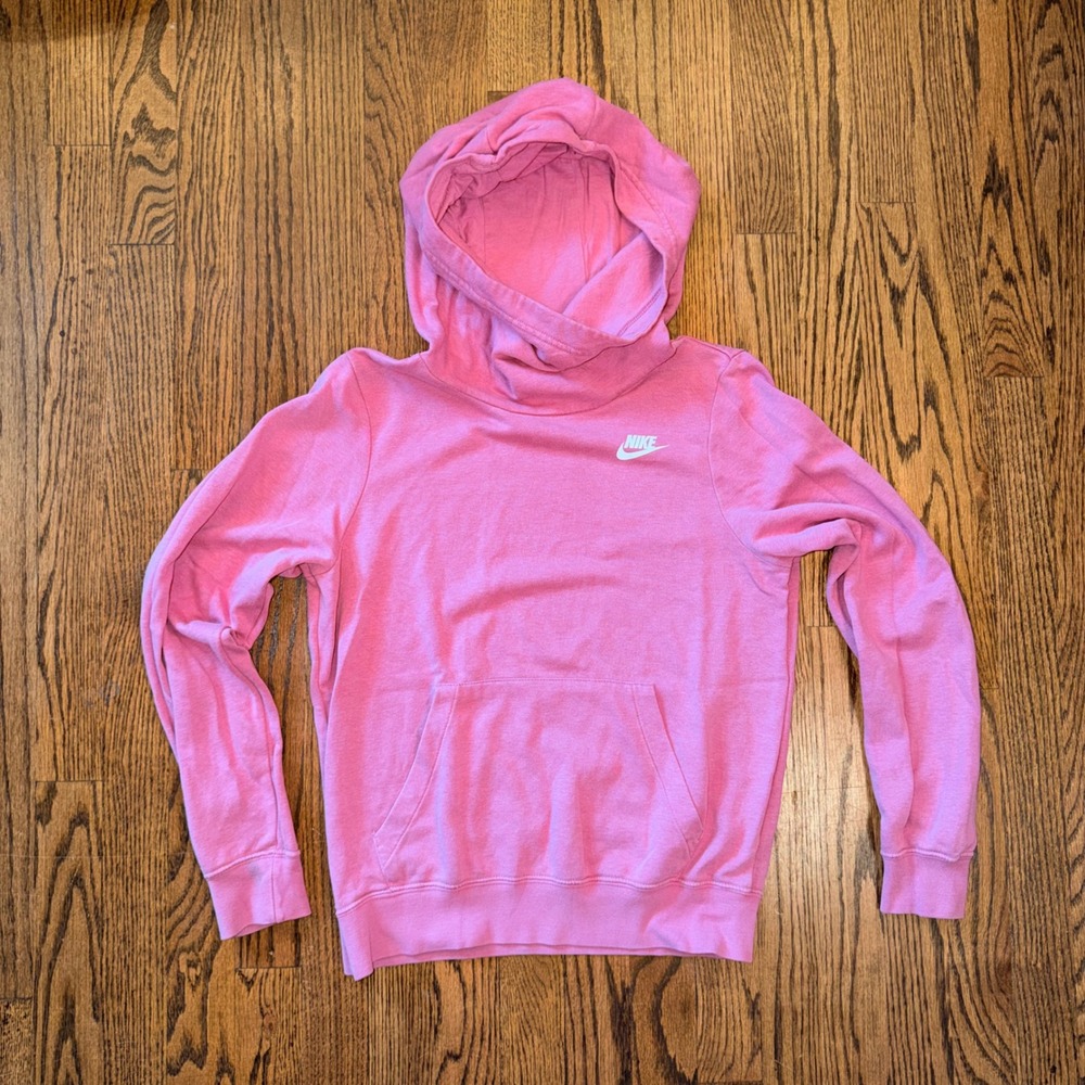 Nike Sportswear Funnel Neck Hoodie Fleece Pullover XS Pink